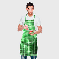 Фартук кулинарный Зелёные неоновые полосы киберпанк, цвет: 3D-принт — фото 2