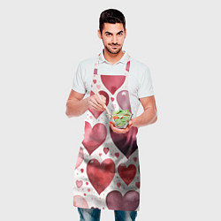 Фартук кулинарный Паттерн акварельные сердечки, цвет: 3D-принт — фото 2