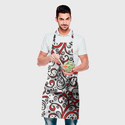 Фартук кулинарный Красный кружевной узор, цвет: 3D-принт — фото 2