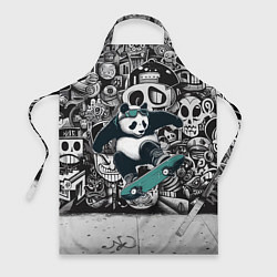 Фартук кулинарный Скейтбордист панда на фоне граффити, цвет: 3D-принт