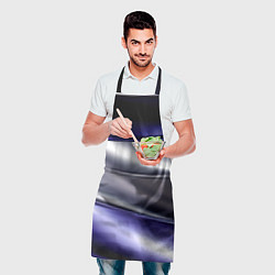 Фартук кулинарный Белая абстракция на фиолетовом, цвет: 3D-принт — фото 2