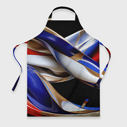 Фартук кулинарный Синие и белые волны абстракт, цвет: 3D-принт