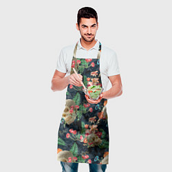 Фартук кулинарный Узор из черепов с цветами и листьями, цвет: 3D-принт — фото 2