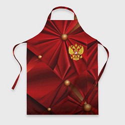 Фартук кулинарный Золотой герб России на красной абстракции, цвет: 3D-принт