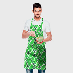 Фартук кулинарный Зелёные треугольники и белые полосы, цвет: 3D-принт — фото 2