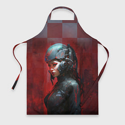 Фартук кулинарный Девушка в техношлеме, цвет: 3D-принт
