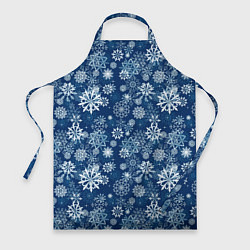 Фартук кулинарный Snowflakes on a blue background, цвет: 3D-принт