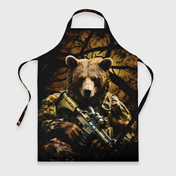Фартук кулинарный Медведь солдат в дремучем лесу, цвет: 3D-принт