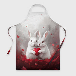 Фартук кулинарный Белые кролики с сердцем, цвет: 3D-принт