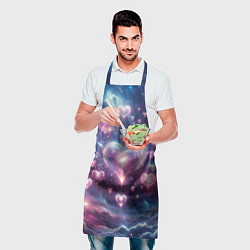 Фартук кулинарный Космические сердца - звезды, цвет: 3D-принт — фото 2