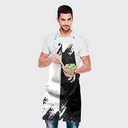 Фартук кулинарный Juventus краски чёрнобелые, цвет: 3D-принт — фото 2