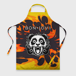 Фартук кулинарный Bon Jovi рок панда и огонь, цвет: 3D-принт