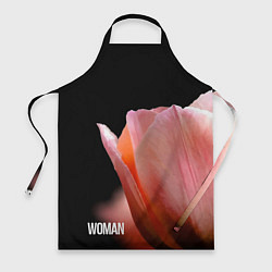 Фартук кулинарный Тюльпан на чёрном - woman, цвет: 3D-принт