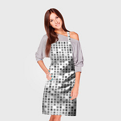 Фартук кулинарный Серые квадраты на белом фоне, цвет: 3D-принт — фото 2