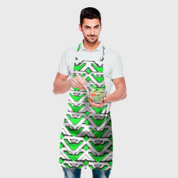 Фартук кулинарный Бело-зелёный узор, цвет: 3D-принт — фото 2