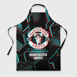 Фартук кулинарный Manchester United FC в стиле glitch на темном фоне, цвет: 3D-принт
