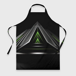 Фартук кулинарный Black green abstract nvidia style, цвет: 3D-принт