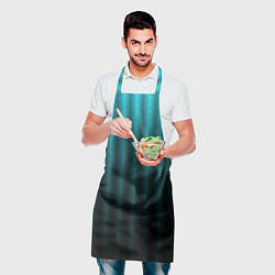 Фартук кулинарный Градиент полосатый чёрно-бирюзовый, цвет: 3D-принт — фото 2