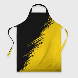 Фартук кулинарный Черные штрихи на желтом фоне, цвет: 3D-принт