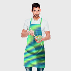 Фартук кулинарный Зелёный в синюю полоску, цвет: 3D-принт — фото 2