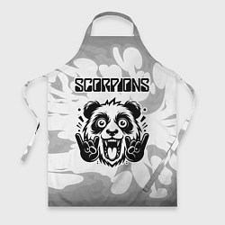 Фартук кулинарный Scorpions рок панда на светлом фоне, цвет: 3D-принт