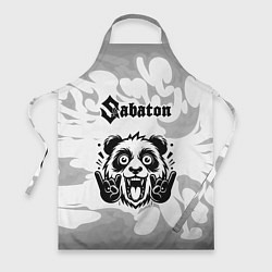 Фартук Sabaton рок панда на светлом фоне