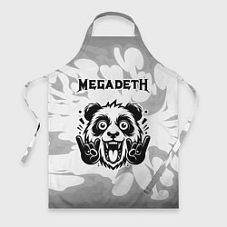 Фартук кулинарный Megadeth рок панда на светлом фоне, цвет: 3D-принт