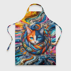 Фартук кулинарный Прикольный котейка в шарфике - нейросеть, цвет: 3D-принт