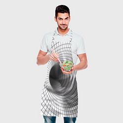 Фартук кулинарный Червоточина - черная сетка на белом, цвет: 3D-принт — фото 2