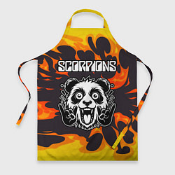 Фартук кулинарный Scorpions рок панда и огонь, цвет: 3D-принт