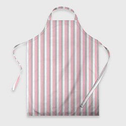 Фартук кулинарный Полосы бело-розово-серый, цвет: 3D-принт