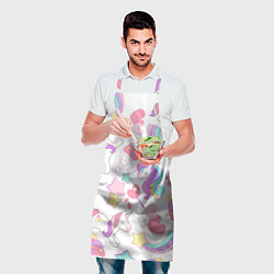 Фартук кулинарный Единорог мороженое радуга и звездочки, цвет: 3D-принт — фото 2