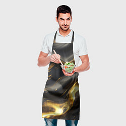 Фартук кулинарный Черно-золотая волнистая текстура, цвет: 3D-принт — фото 2