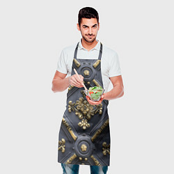 Фартук кулинарный Классические объемные золотые узоры, цвет: 3D-принт — фото 2