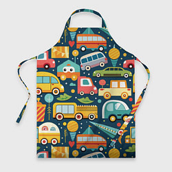 Фартук Игрушечные машинки на синем фоне