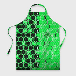 Фартук кулинарный Техно-киберпанк шестиугольники зелёный и чёрный с, цвет: 3D-принт