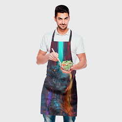 Фартук кулинарный Футуристичная девушка-андроид, цвет: 3D-принт — фото 2