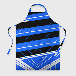 Фартук кулинарный Чёрно-белые полосы на синем фоне, цвет: 3D-принт