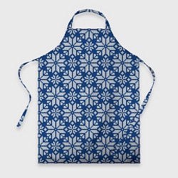 Фартук кулинарный Синий вязаный орнамент, цвет: 3D-принт