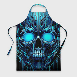 Фартук кулинарный Неоновый кибер череп - нейроарт микросхема, цвет: 3D-принт