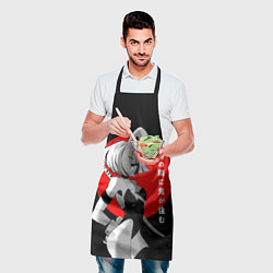 Фартук кулинарный Секси девушка-самурай с заячьими ушками- иероглифы, цвет: 3D-принт — фото 2
