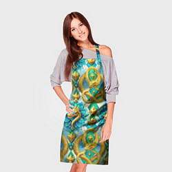 Фартук кулинарный Золотистые змеи и цветы, цвет: 3D-принт — фото 2