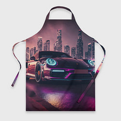 Фартук кулинарный Porshe ночной город, цвет: 3D-принт