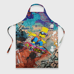 Фартук кулинарный Bart Simpson on a skateboard - graffiti, цвет: 3D-принт