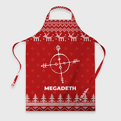 Фартук кулинарный Новогодний Megadeth с оленями, цвет: 3D-принт