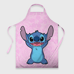 Фартук кулинарный Stitch on a pink background, цвет: 3D-принт