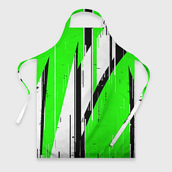 Фартук кулинарный Black and white vertical stripes on a green backgr, цвет: 3D-принт