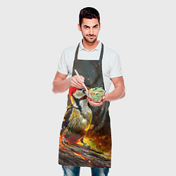 Фартук кулинарный Дятел в огне, цвет: 3D-принт — фото 2