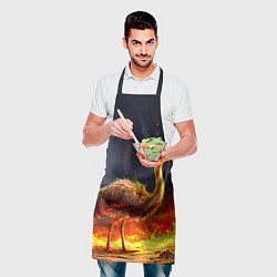 Фартук кулинарный Страус эму в огне, цвет: 3D-принт — фото 2