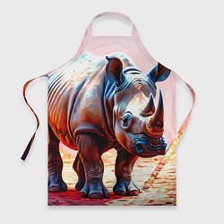 Фартук кулинарный Носорог в розовом, цвет: 3D-принт